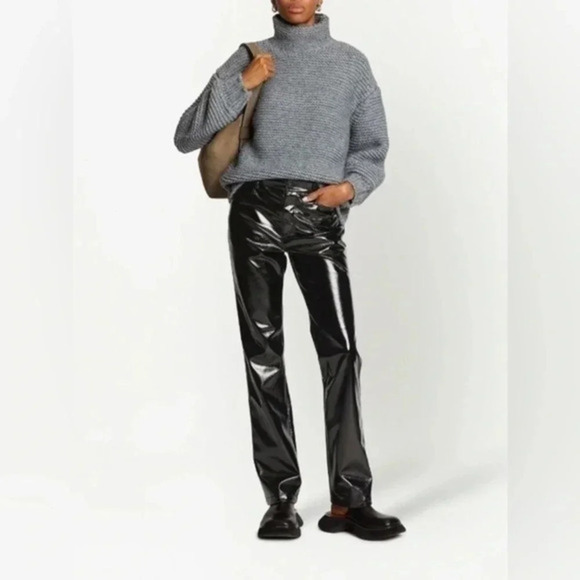 Proenza Schoeler White Label lacquered-effect straight-leg trousers size 4 B921 - Picture 1 of 8